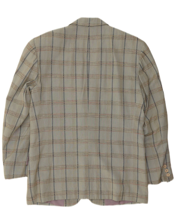 Jachetă pentru bărbați VINTAGE cu 2 nasturi, IT 52 XL, viscoză cu carouri gri