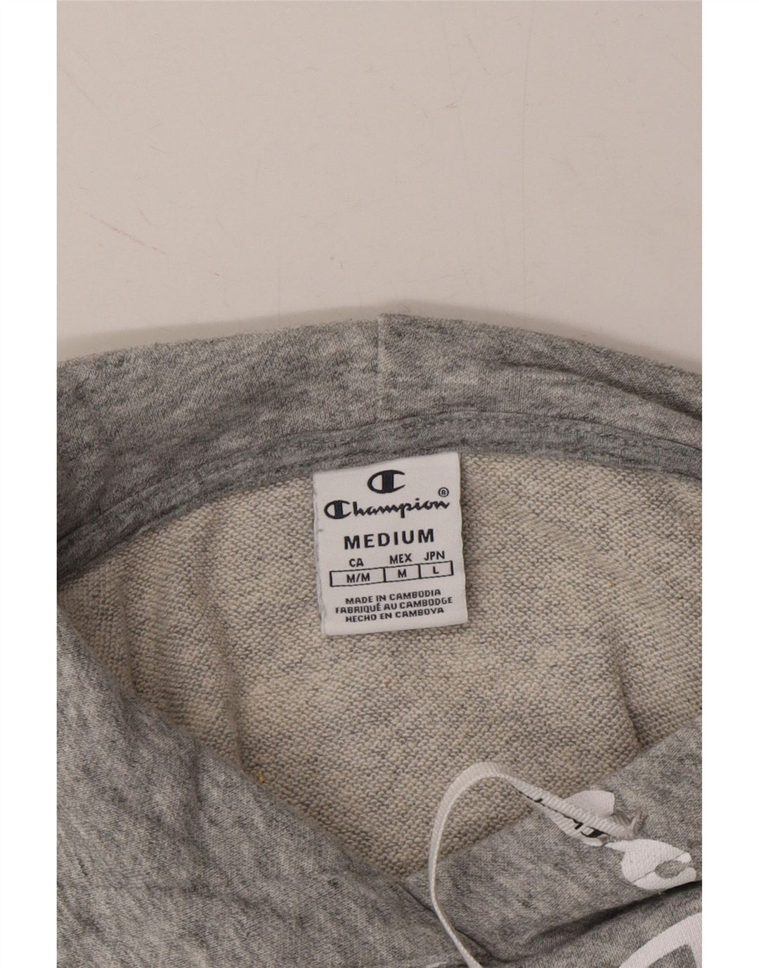 CHAMPION Womens Graphic Hoodie Jumper UK 14 Medium Grey Vintage Champion and Second-Hand Champion from Messina Hembry 