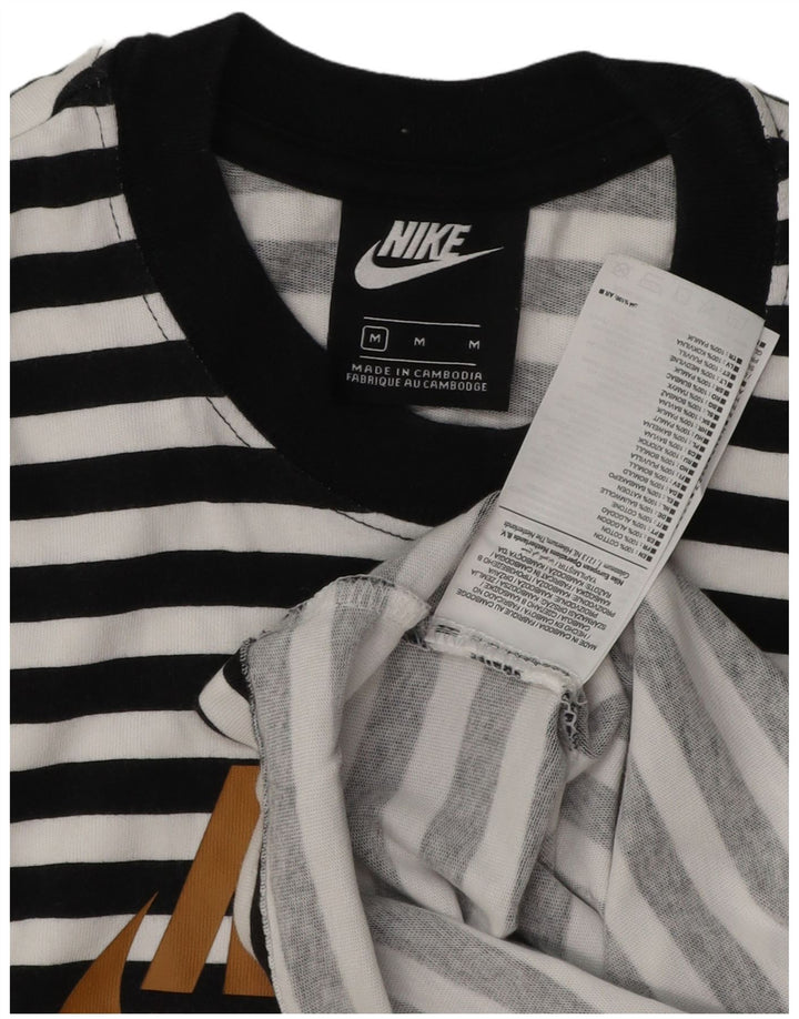 Tricou grafic pentru femei NIKE Top UK 12 Medium Black Striped Bumbac
