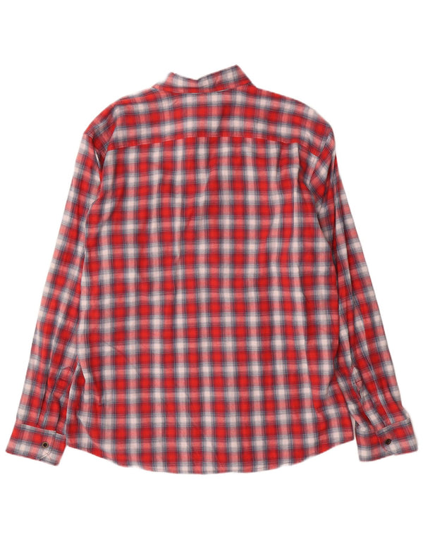 Cămașă Western Flannel Wrangler pentru bărbați, XL, bumbac cu carouri roșii
