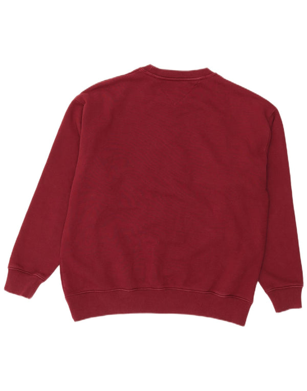 Hanorac grafic pentru bărbați Tommy Hilfiger Pulover mediu din bumbac burgundă