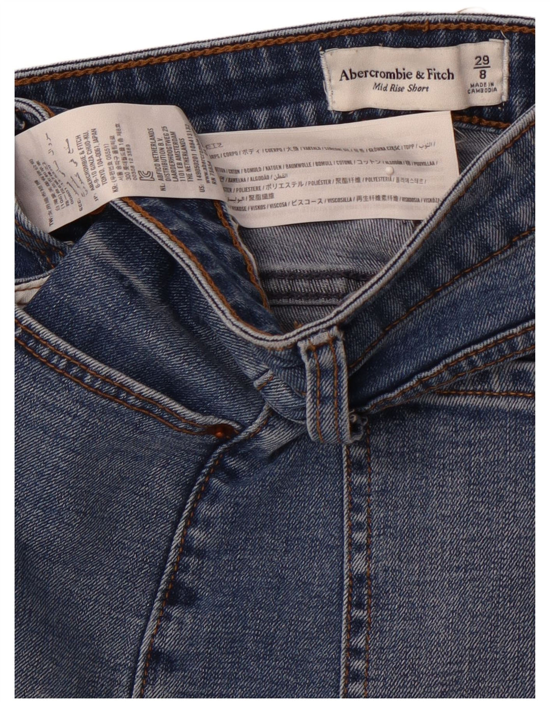 ABERCROMBIE & FITCH Pantaloni scurți din denim cu talie medie pentru femei US 8 Medium W29 Blue