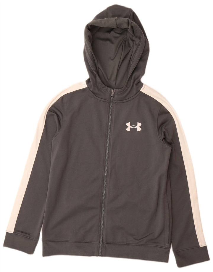 Pulover cu glugă cu fermoar pentru băieți UNDER ARMOUR 9-10 ani, gri mediu, bloc de culoare