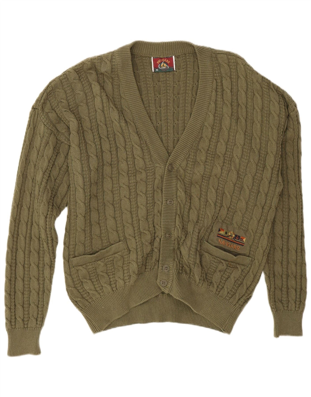 Pulover cardigan pentru bărbați Navigare, kaki mediu