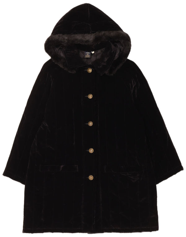 Palton căptușit din catifea pentru femei Club Voltaire, UK 18 XL, bumbac negru