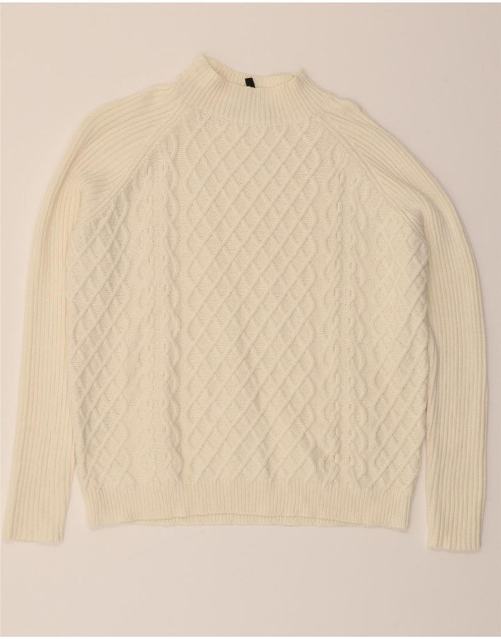 BCBGMAXAZRIA Womens Turtle Neck Jumper Sweater UK 14 Medium White Vintage BCBGMAXAZRIA and Second-Hand BCBGMAXAZRIA from Messina Hembry 