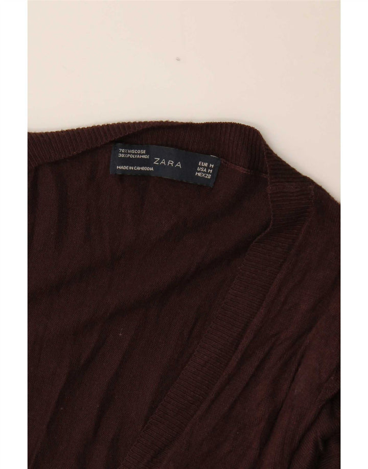 Pulover cardigan pentru femei Zara UK 12, viscoză maro medie