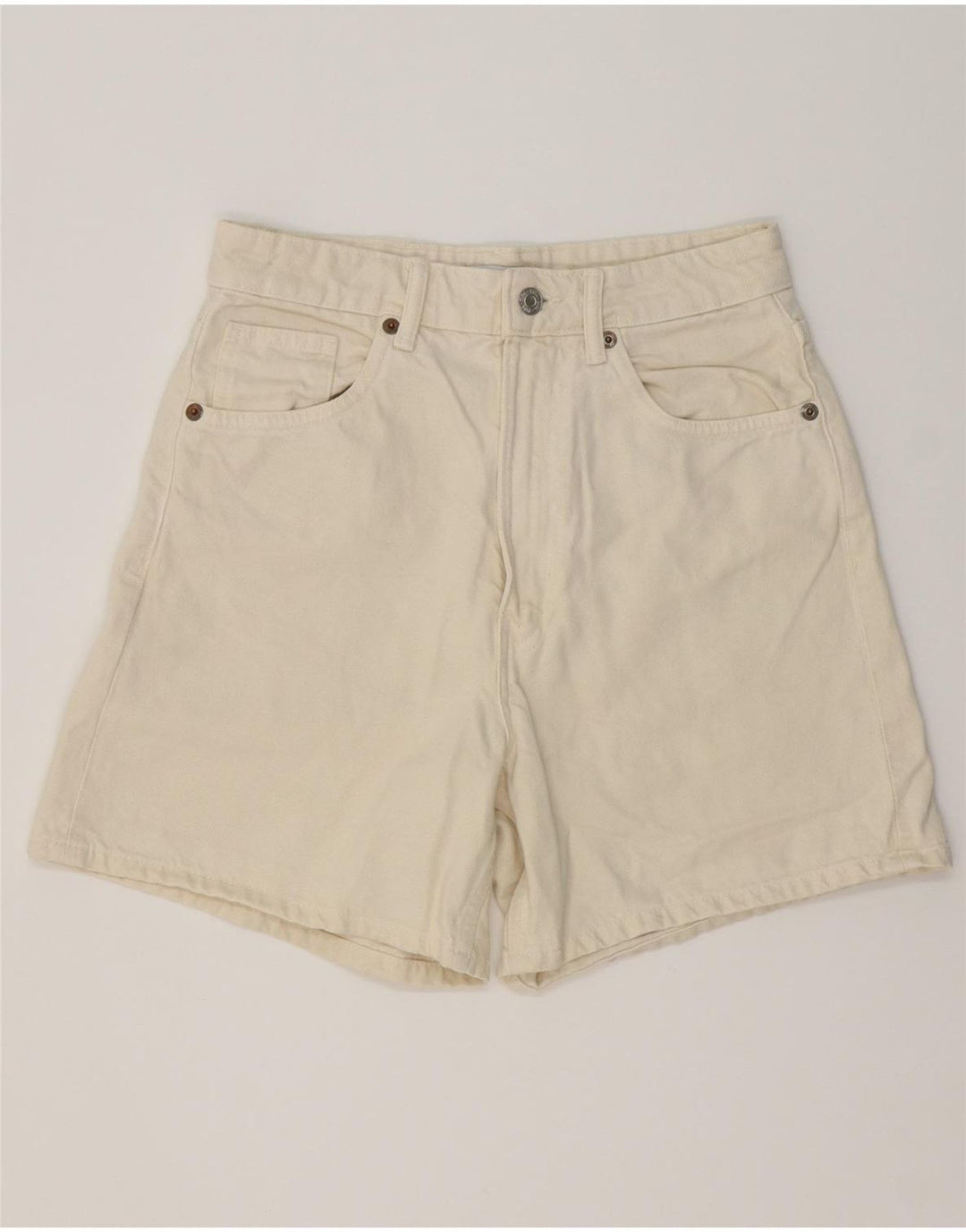 Pantaloni scurți din denim pentru femei Zara EU 38 Small W28 Bumbac alb