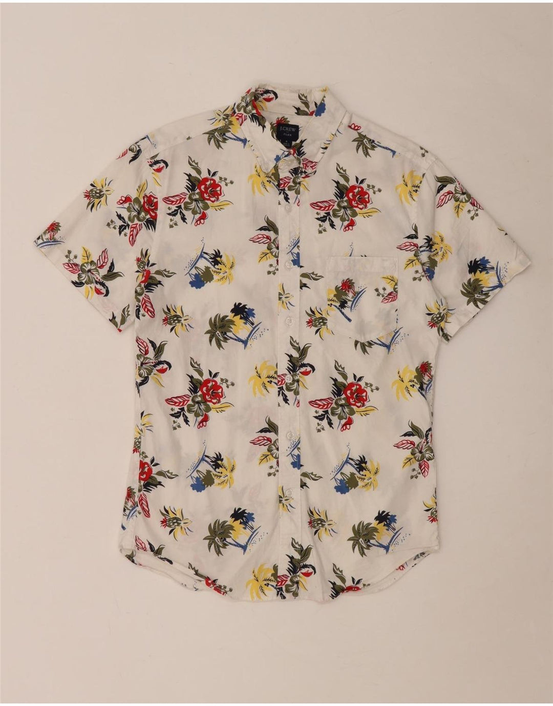 Cămașă cu mânecă scurtă pentru bărbați J. CREW, din bumbac, alb, floral
