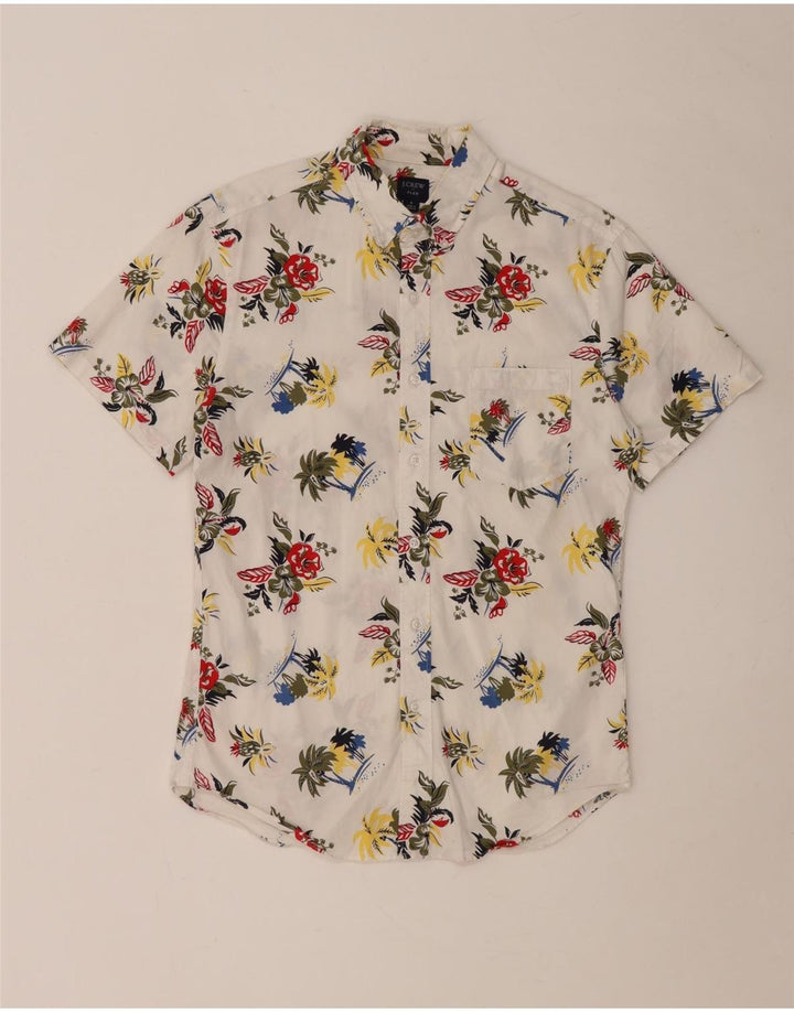 Cămașă cu mânecă scurtă pentru bărbați J. CREW, din bumbac, alb, floral