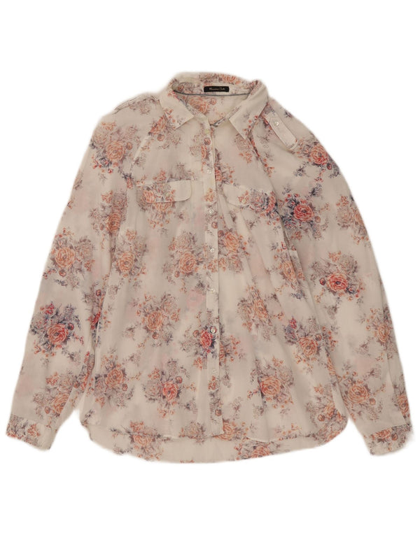 Cămașă militară pentru femei Massimo Dutti EU 44 XL Alb Floral