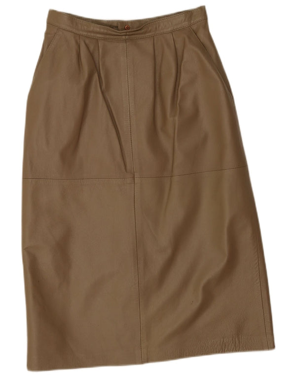 Fusta din piele vintage pentru femei cu talie înaltă EU 38 Medium W26 piele kaki