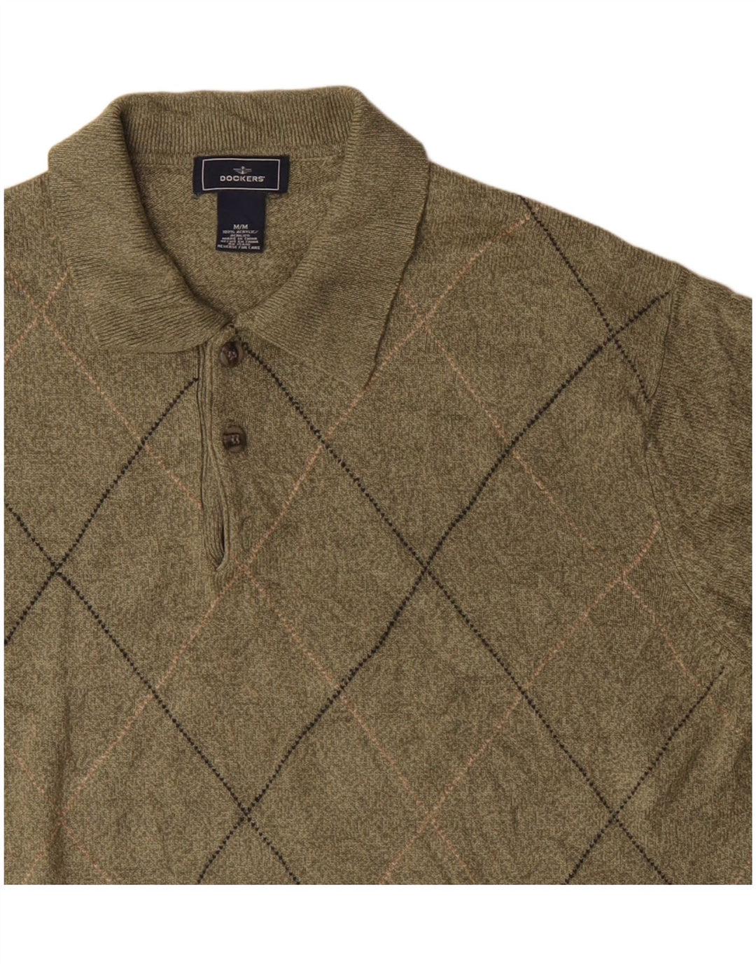 Pulover Dockers pentru bărbați cu gât polo, mediu kaki, argint/diamond acrilic