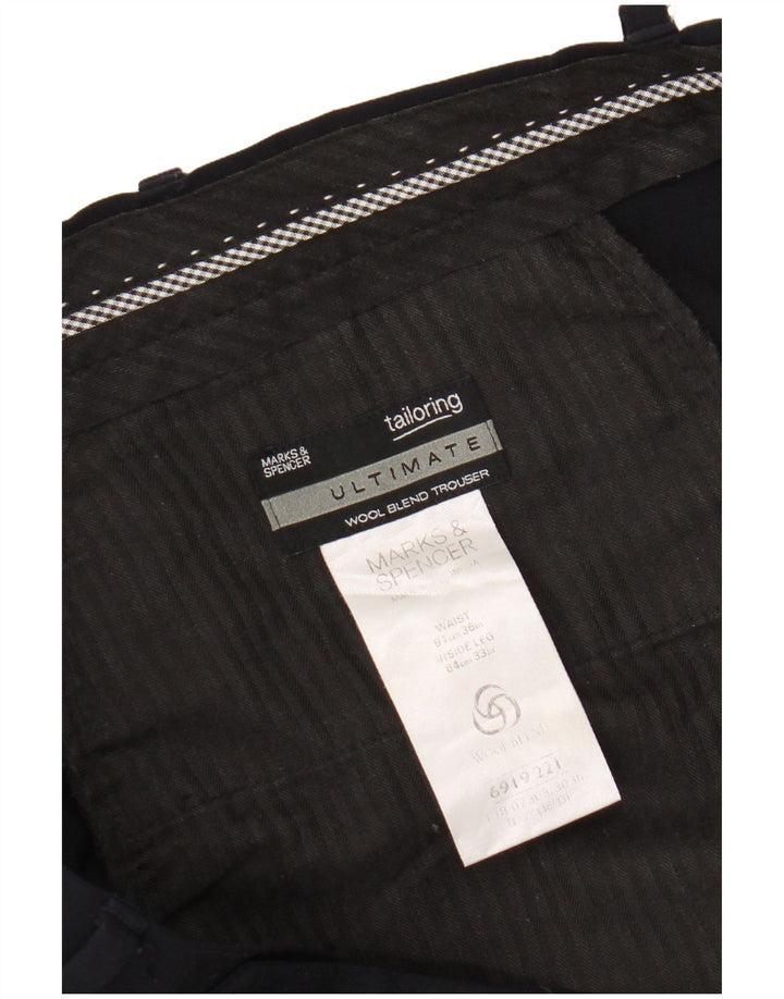 Pantaloni de costum pentru bărbați Marks & Spencer L36 L33 bleumarin poliester