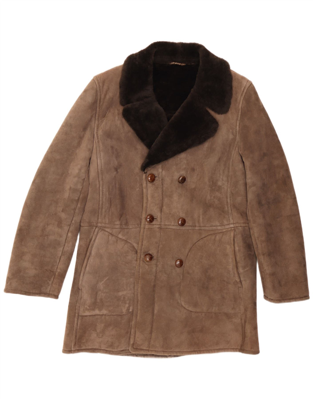 Palton dublu din shearling pentru bărbați Scout UK 38, maro mediu, din shearling