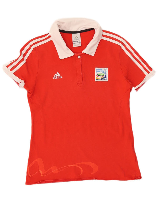 Tricou polo cu grafic pentru femei Adidas UK 14, bumbac roșu mediu