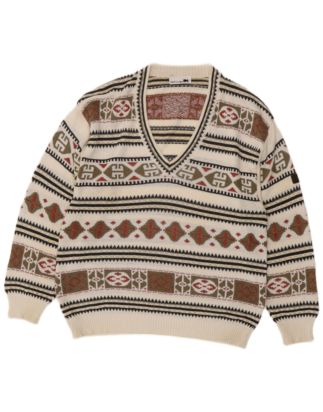 Pulover cu decolteu în V pentru bărbați Maremma IT 52 Fair Isle, mare, multicoloră