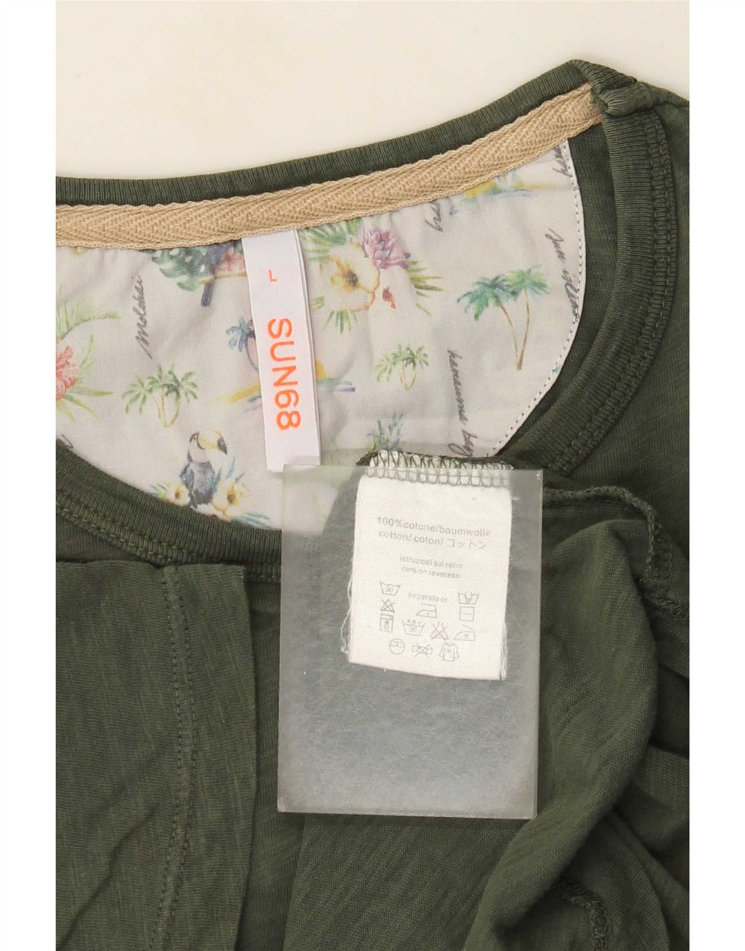 Sun68 Tricou Bărbați Top Mare Kaki Bumbac