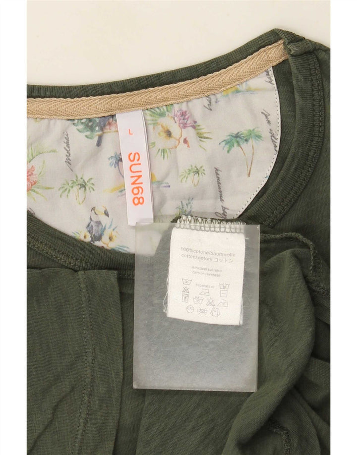 Sun68 Tricou Bărbați Top Mare Kaki Bumbac