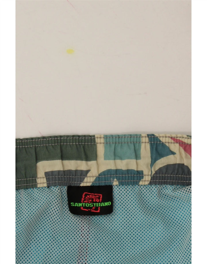 SANTO STEFANO Mens Abstract Pattern Swimming Shorts Medium  Blue Polyamide Vintage Santo Stefano and Second-Hand Santo Stefano from Messina Hembry 