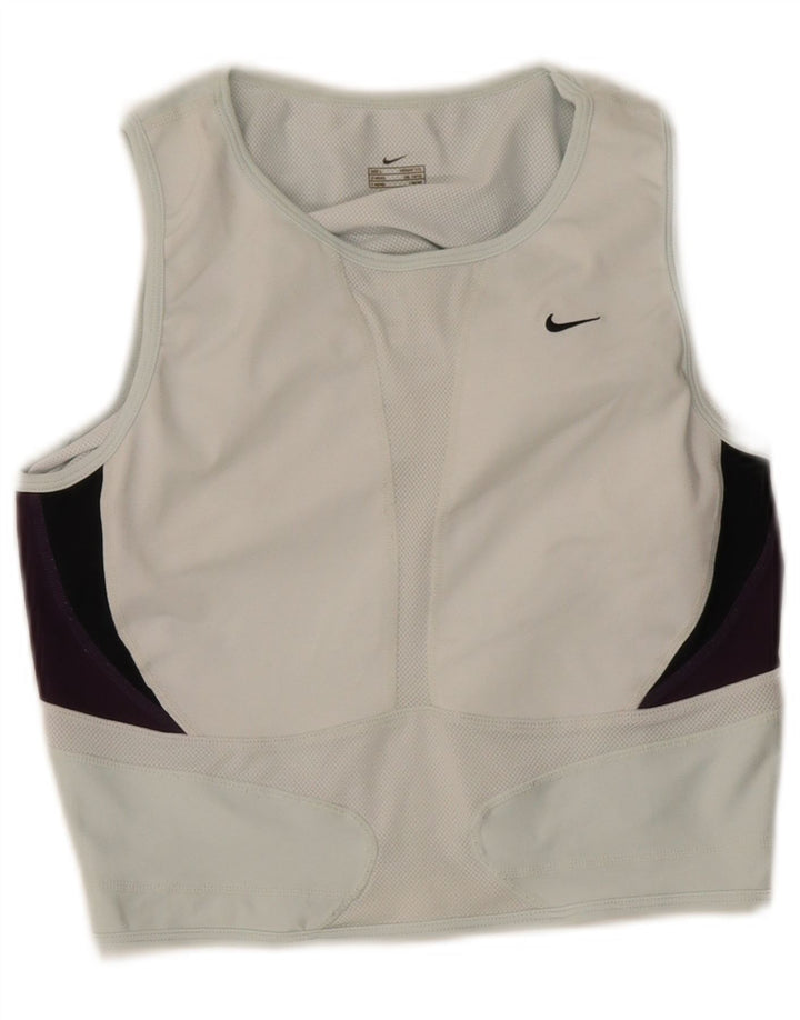 Top cu vestă crop Nike pentru femei Marea Britanie 14/16, mare, albastru, poliester color bloc