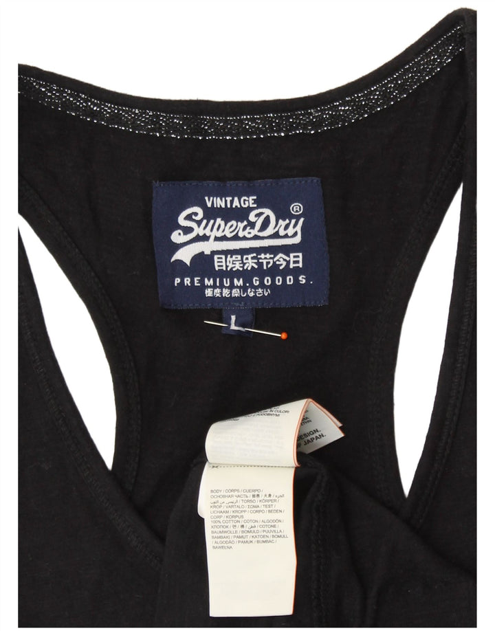 Vestă Superdry pentru femei UK 14, mare, negru, bumbac