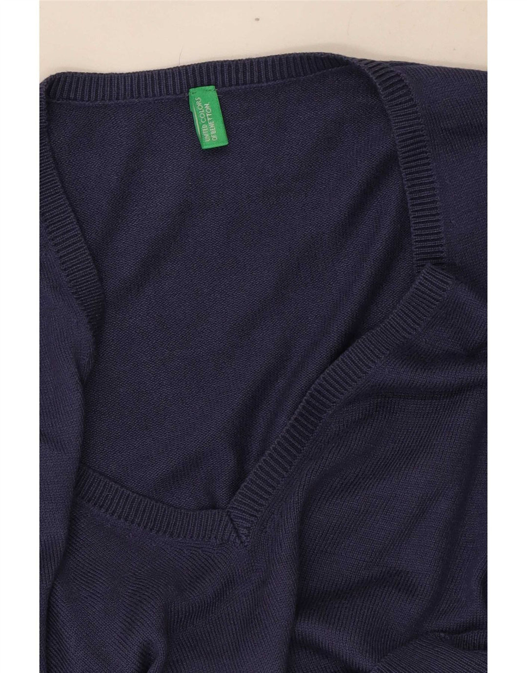 Pulover pentru femei Benetton cu decolteu în V UK 8 Small Bleumarin