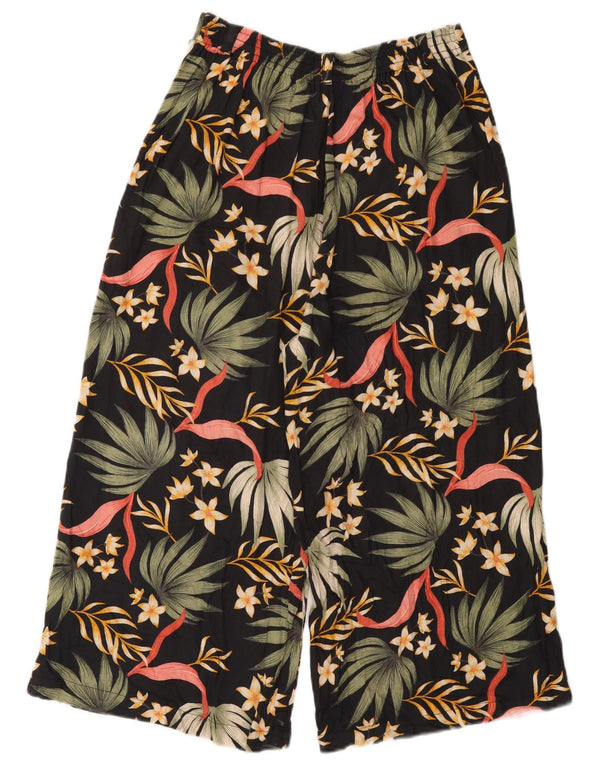 Pantaloni Capri pentru femei Element UK 10 Small W28 L20 Black Floral Rayon