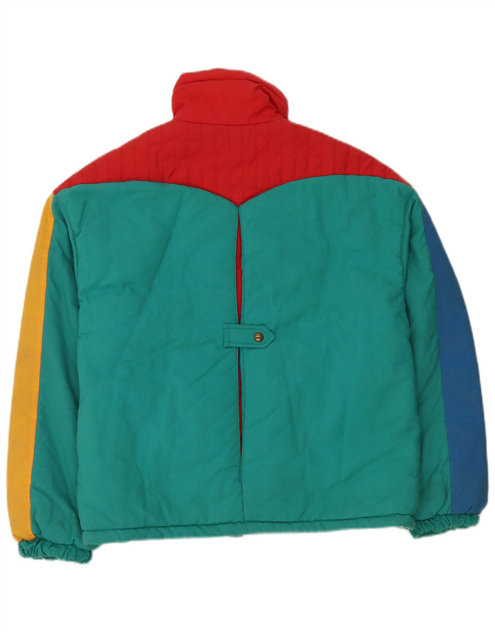 Jachetă căptușită cu glugă vintage pentru femei IT 42 Medium Multicolor Colorblock
