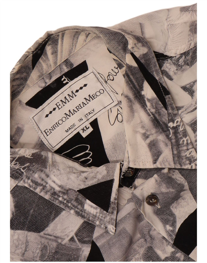 Cămașă cu grafică vintage pentru bărbați, XL, gri, mozaic