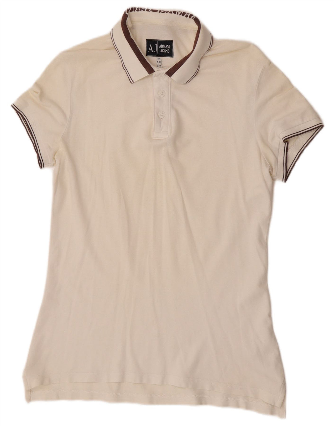 Tricou polo Armani Jeans pentru femei UK 14 Bumbac alb mediu