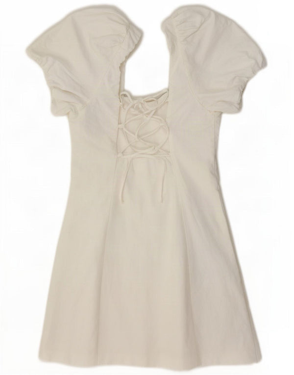 Rochie mini pentru femei Zara cu umăr dezactivat UK 8, mic, alb, viscoză