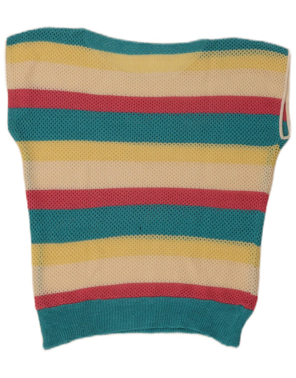 Vintage Womens Vest Tank Top UK 12 Medium Multicolore Dungi