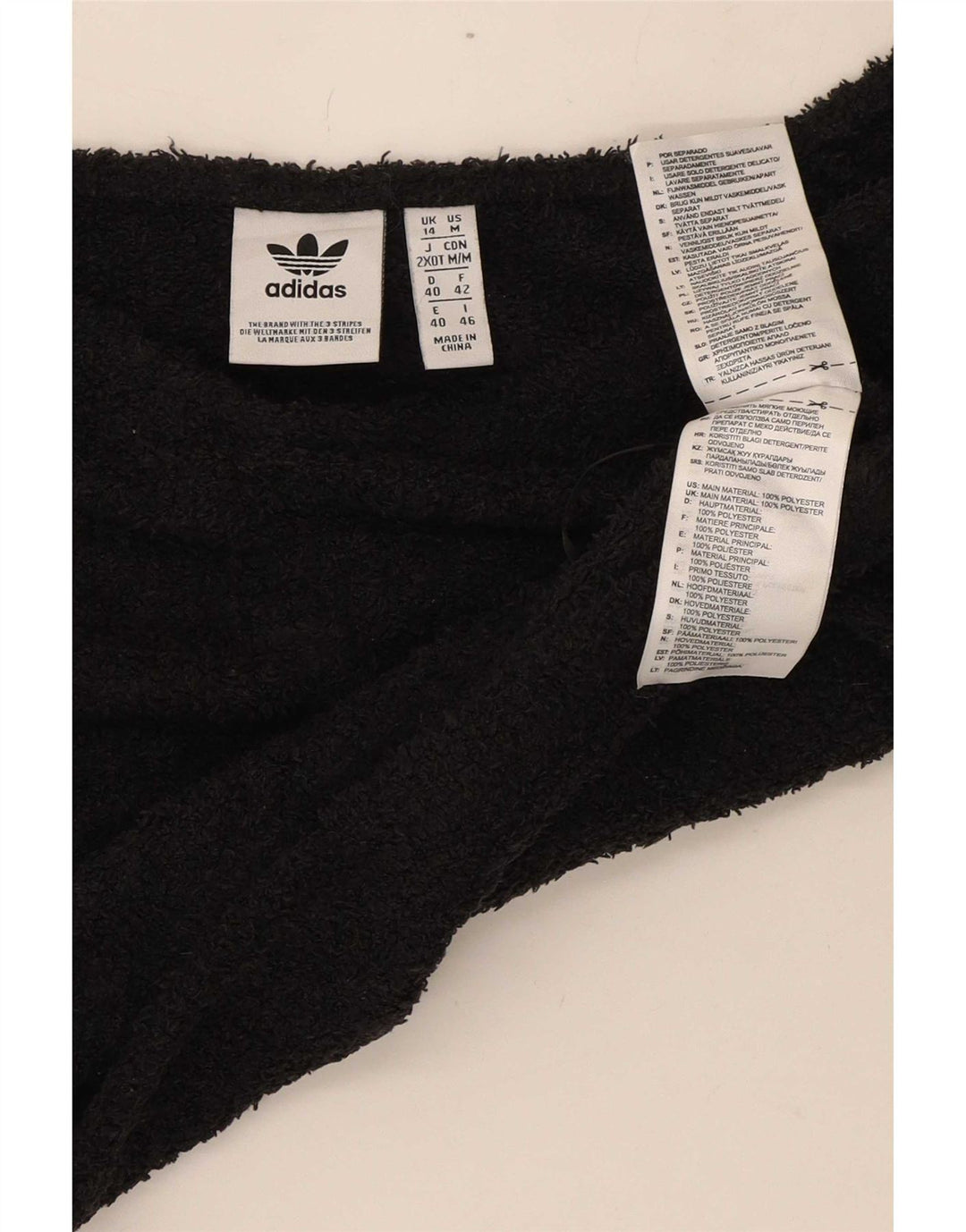 Crop Top din lână Adidas pentru femei UK 14 Poliester mediu negru