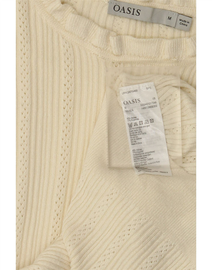 Oasis Top pentru femei cu mânecă lungă UK 12 Medium Off White Viscose