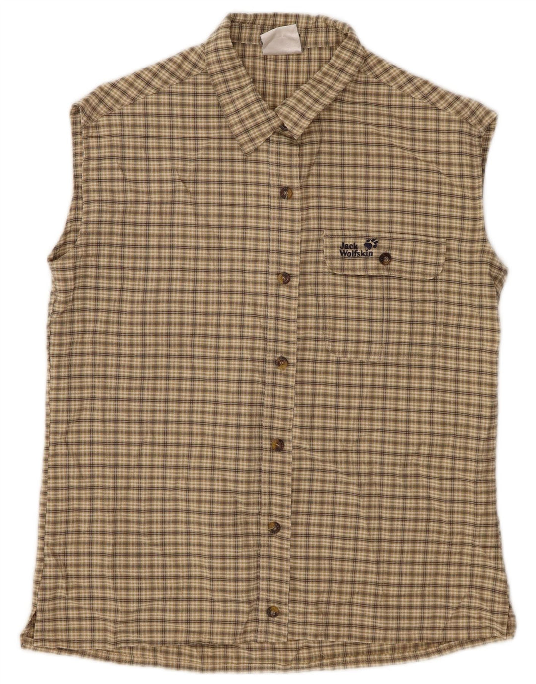 Cămașă fără mâneci pentru femei JACK WOLFSKIN UK 10 Small Beige Check Poliester