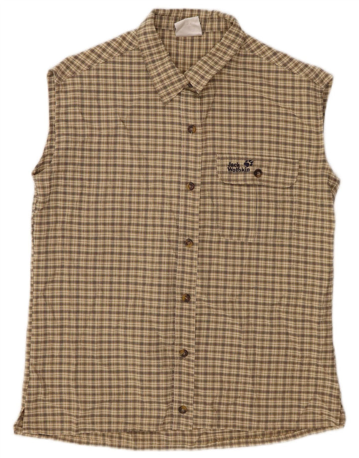 Cămașă fără mâneci pentru femei JACK WOLFSKIN UK 10 Small Beige Check Poliester