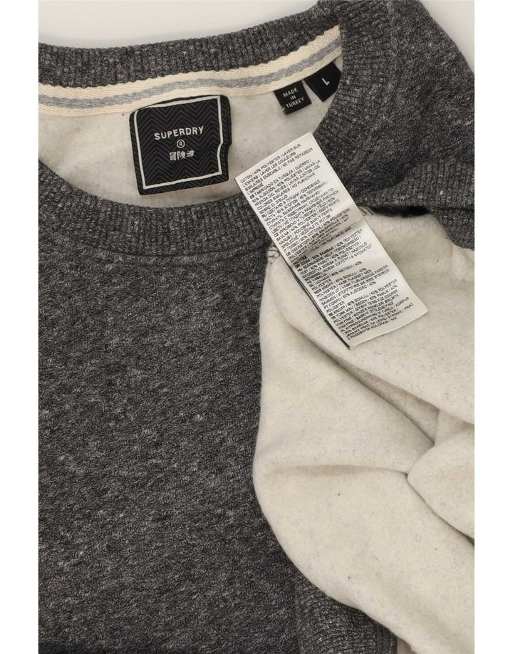 Pulover pentru bărbați Superdry Pulover mare, gri bumbac cu pete