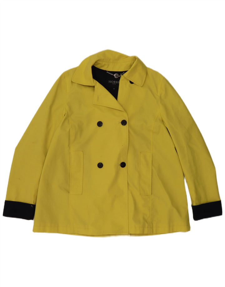 HOBBS Womens Pea Coat UK 14 Large Yellow Colourblock Cotton