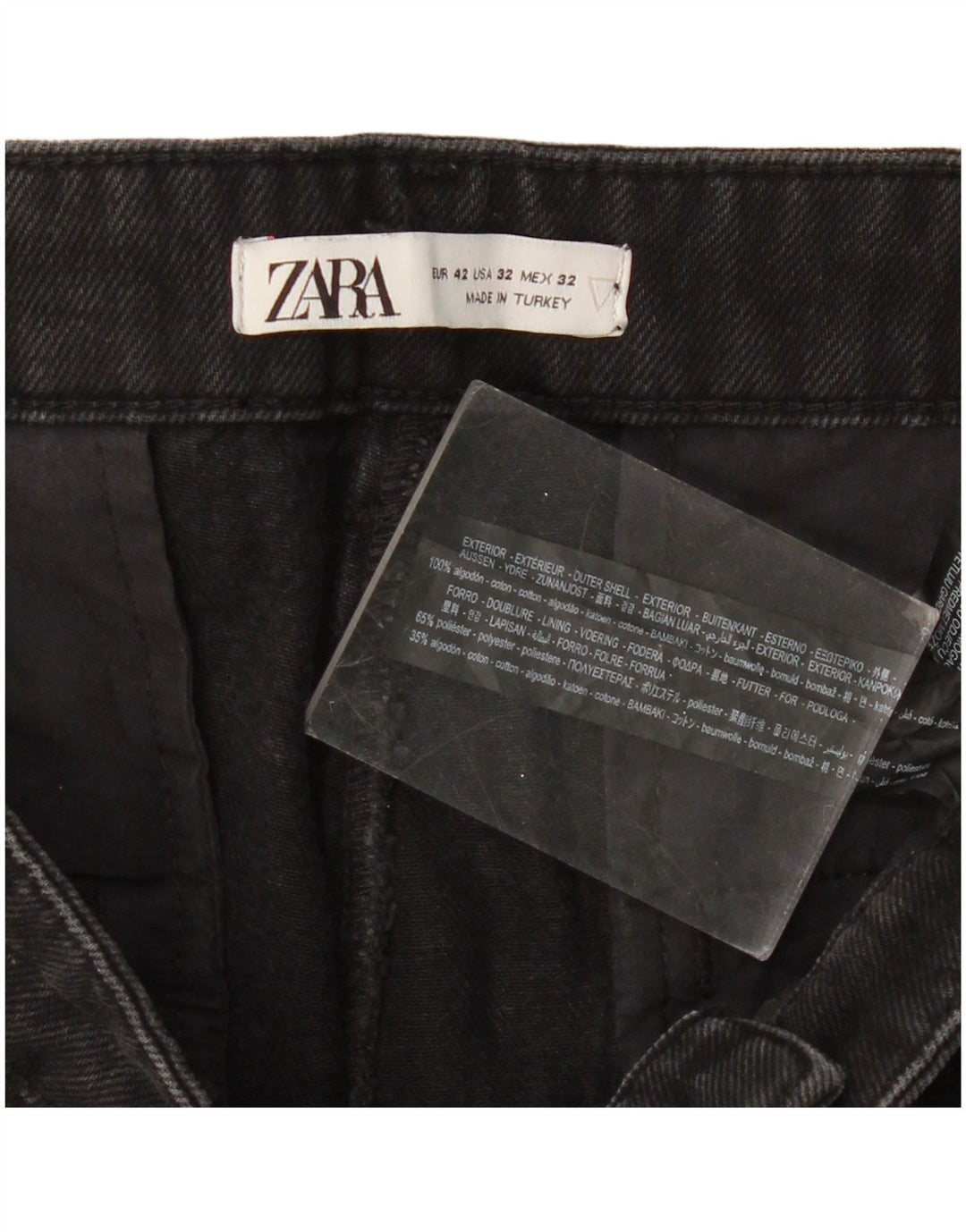 Blugi slim pentru bărbați ZARA EU 42 Large W32 L27 Bumbac negru