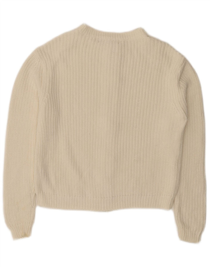 Pulover cardigan cu fermoar complet pentru femei Marks & Spencer UK 14 bumbac alb mediu