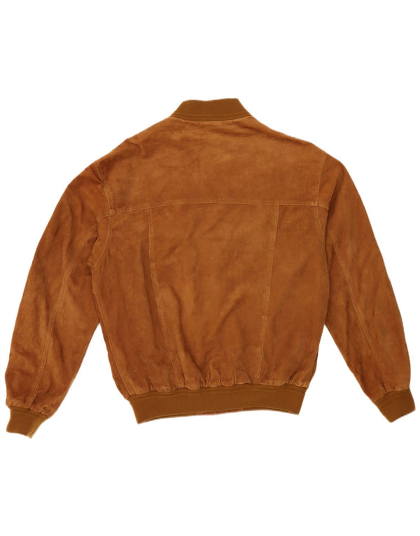 Jachetă Bomber Vintage pentru bărbați din piele intoarsa IT 54 2XL din piele maro
