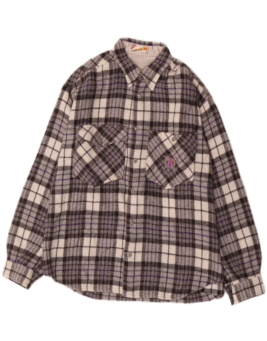 Cămașă de flanel pentru bărbați MAZZONETTO Lână mică, gri cu carouri