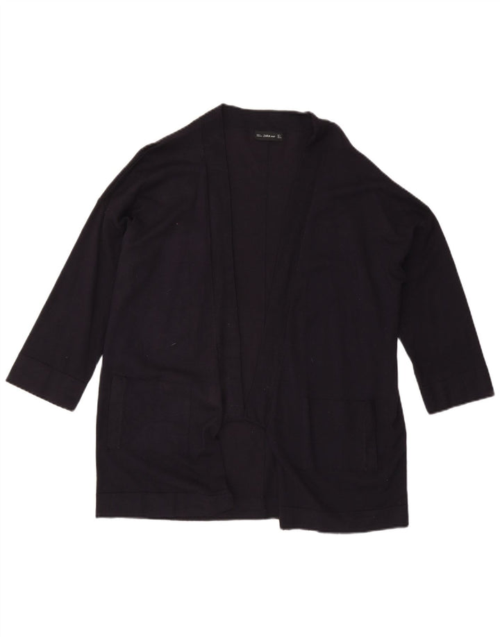 Pulover cardigan deschis pentru femei cu mâneci 3/4 Zara UK 16 mare bleumarin