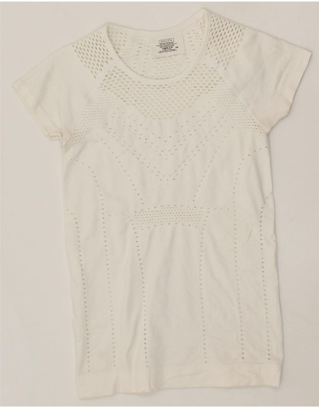 ATHLETA Womens T-Shirt Top UK 4 XS White Nylon Vintage Athleta and Second-Hand Athleta from Messina Hembry 