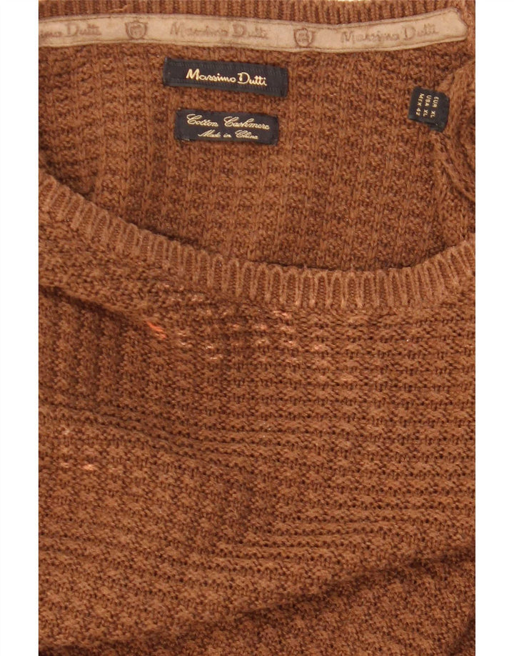 Pulover Massimo Dutti pentru bărbați, cu gât crew, XL, bumbac maro