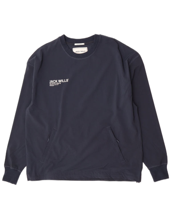 Pulover supradimensionat Jack Wills pentru bărbați, poliester mediu bleumarin