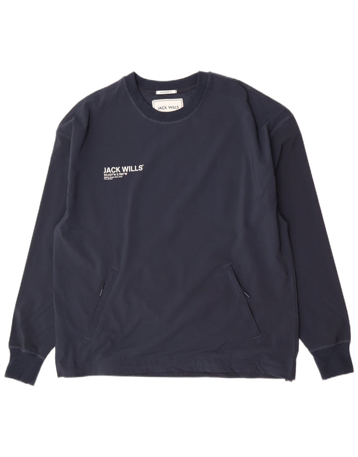 Pulover supradimensionat Jack Wills pentru bărbați, poliester mediu bleumarin