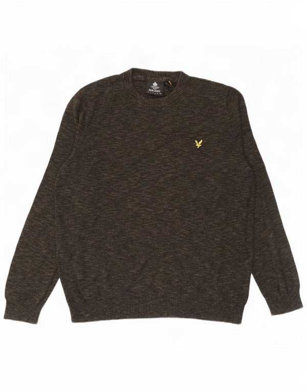Pulover Lyle & Scott pentru bărbați, cu gât roșu, bumbac cu pete mari, kaki