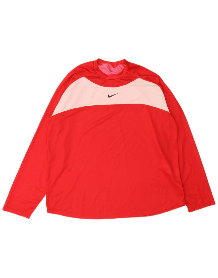 Top grafic pentru bărbați Nike cu mânecă lungă 2XL, roșu, poliester